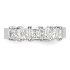14K White Gold 5-Stone Shared Prong (Holds 1-3.7, 2-3.6, 2-3.5mm Princess) Diamond Band Mounting (No Stone Included)