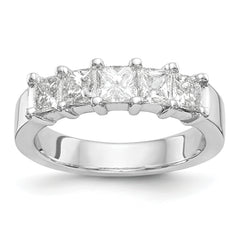 14K White Gold 5-Stone Shared Prong (Holds 1-3.7, 2-3.6, 2-3.5mm Princess) Diamond Band Mounting (No Stone Included)