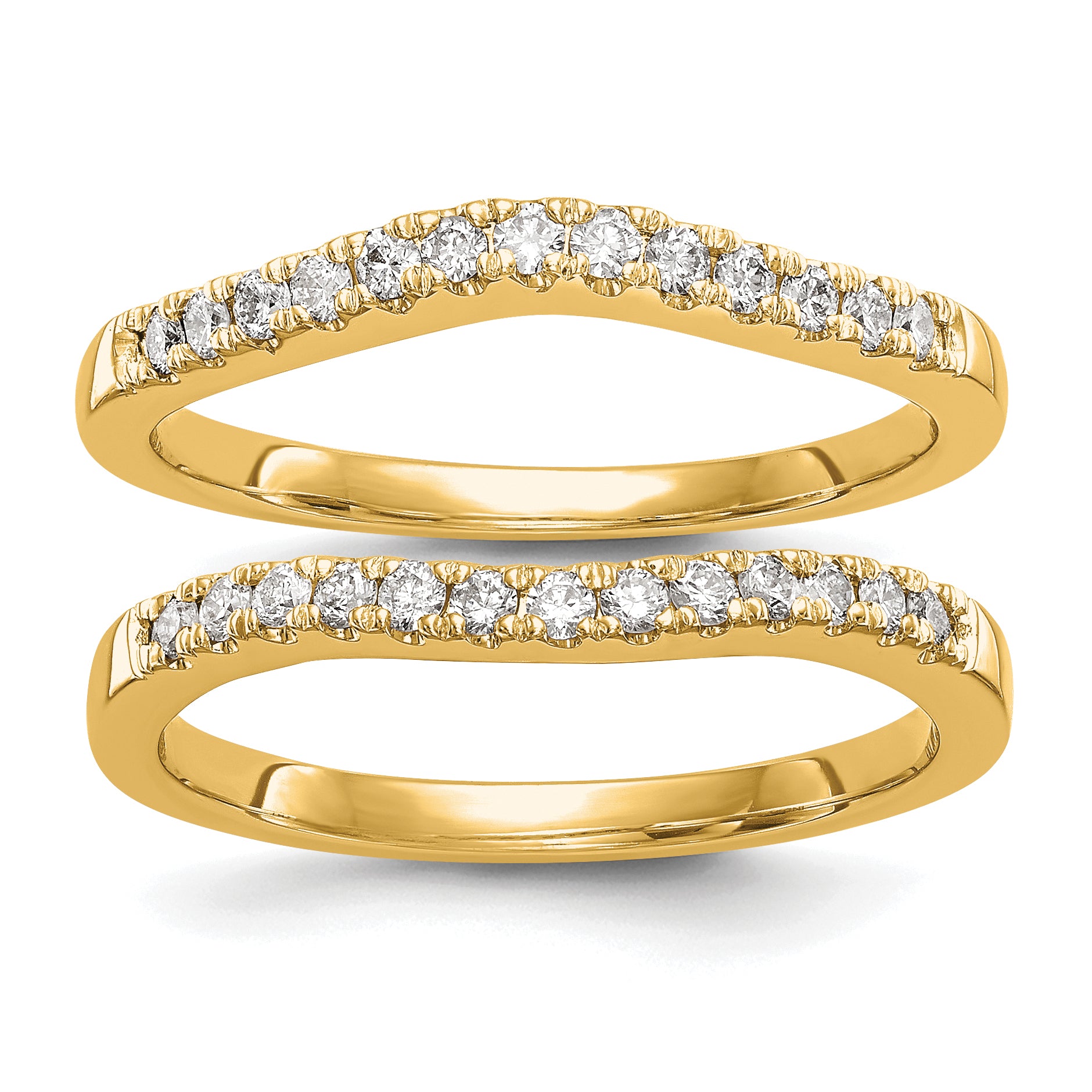14k 1/3 carat Lab Grown Diamond VS/SI+ G+ Complete Set of Two Curved Wedding Bands
