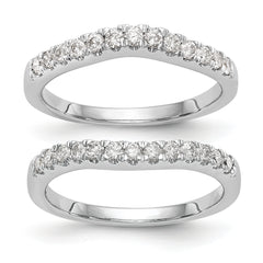 14k White Gold 5/8 carat Lab Grown Diamond VS/SI+ G+ Complete Set of Two Curved Wedding Bands
