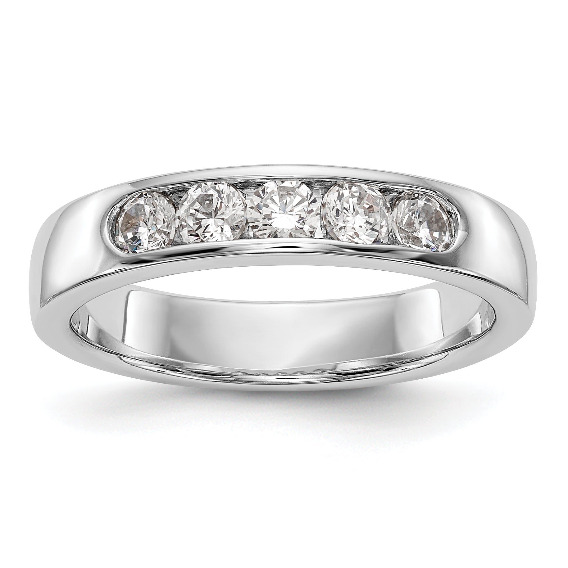 14K White Gold 5-Stone 1/2 carat Round Diamond Complete Channel Band