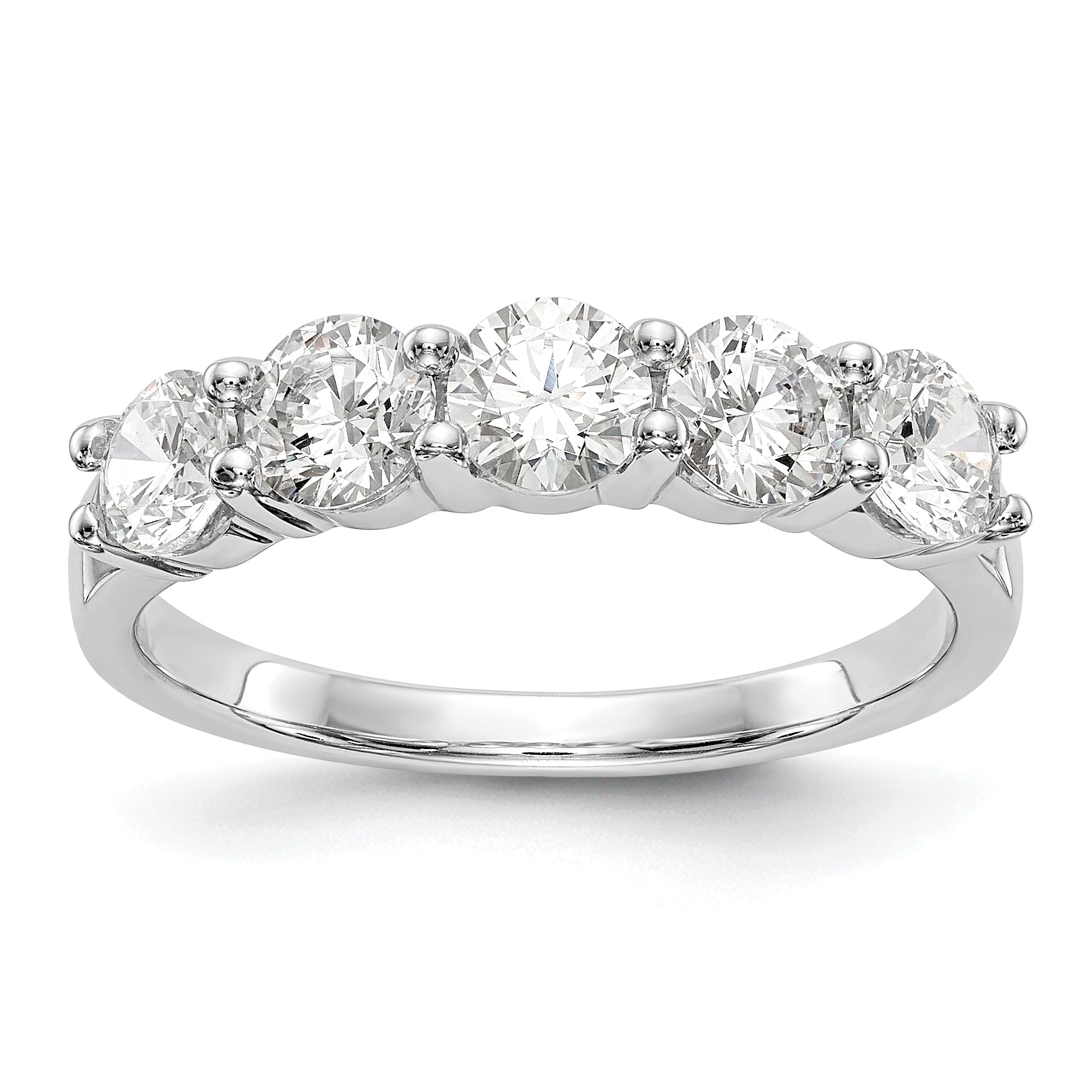 14K White Gold 5-Stone Shared Prong (Holds 5-4.2mm Round) Diamond Band Mounting (No Stone Included)