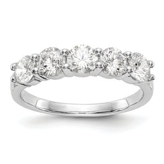 14K White Gold 5-Stone Shared Prong (Holds 5-4.2mm Round) Diamond Band Mounting (No Stone Included)