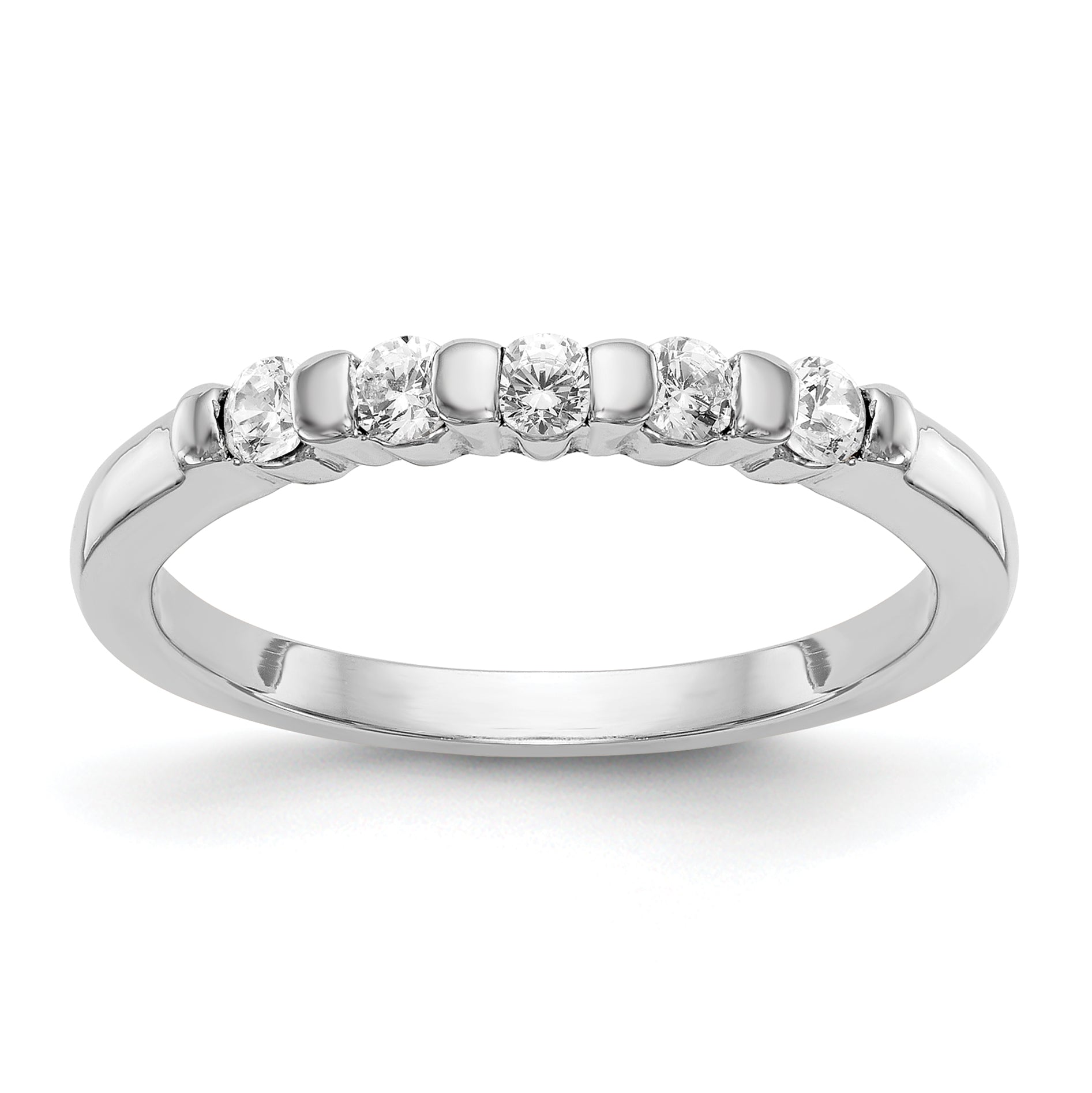 14K White Gold 5-Stone Channel-set 1/4 carat Complete Round Diamond Band