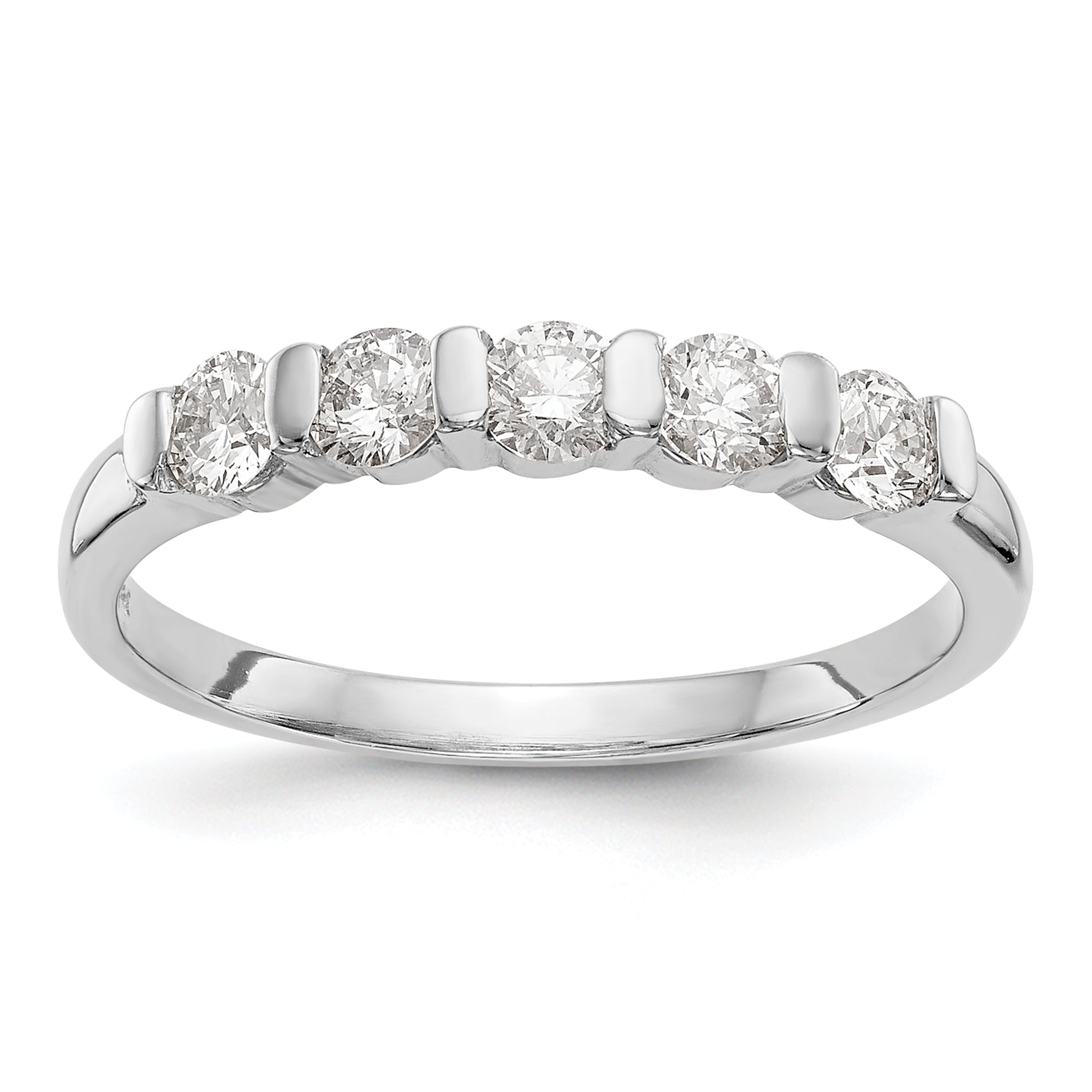 14K White Gold 5-Stone Channel-set 1/2 carat Complete Round Diamond Band