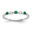 14k White Gold 1/10 carat Diamond and Emerald Complete Band