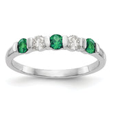 14k White Gold 1/5 carat Diamond and Emerald Complete Band
