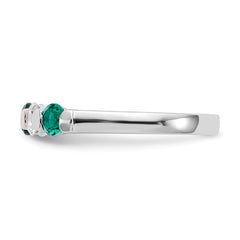 14k White Gold 1/3 carat Diamond and Emerald Complete Band