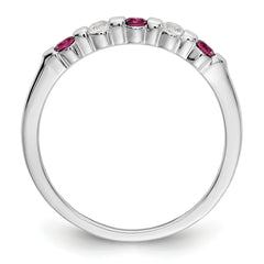 14k White Gold 1/10 carat Diamond and Ruby Complete Band