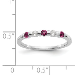 14k White Gold 1/10 carat Diamond and Ruby Complete Band