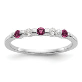 14k White Gold 1/10 carat Diamond and Ruby Complete Band