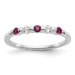 14k White Gold 1/10 carat Diamond and Ruby Complete Band