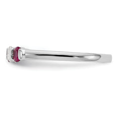 14k White Gold 1/5 carat Diamond and Ruby Complete Band