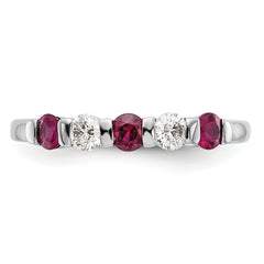 14k White Gold 1/5 carat Diamond and Ruby Complete Band