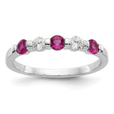 14k White Gold 1/5 carat Diamond and Ruby Complete Band