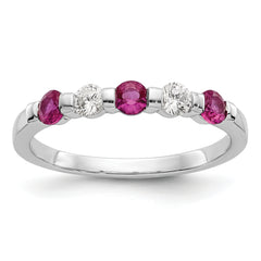 14k White Gold 1/5 carat Diamond and Ruby Complete Band