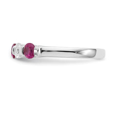 14k White Gold 1/3 carat Diamond and Ruby Complete Band