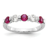 14k White Gold 1/3 carat Diamond and Ruby Complete Band
