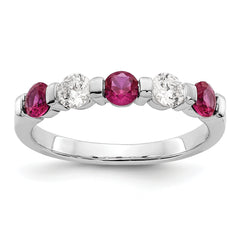 14k White Gold 1/3 carat Diamond and Ruby Complete Band
