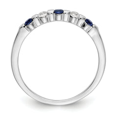 14k White Gold 1/10 carat Diamond and Blue Sapphire Complete Band