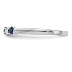 14k White Gold 1/10 carat Diamond and Blue Sapphire Complete Band