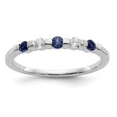 14k White Gold 1/10 carat Diamond and Blue Sapphire Complete Band