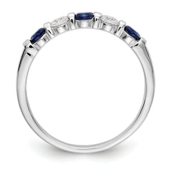 14k White Gold 1/5 carat Diamond and Blue Sapphire Complete Band