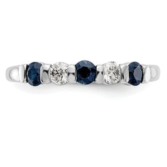 14k White Gold 1/5 carat Diamond and Blue Sapphire Complete Band