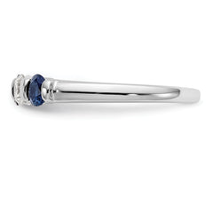 14k White Gold 1/3 carat Diamond and Blue Sapphire Complete Band