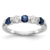 14k White Gold 1/3 carat Diamond and Blue Sapphire Complete Band