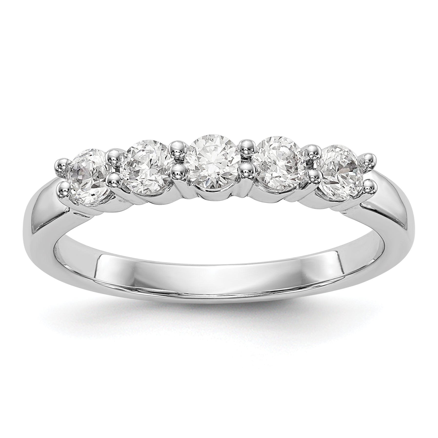 14K White Gold 5-Stone Shared Prong (Holds 5-2.9mm Round) Diamond Band Mounting (No Stone Included)