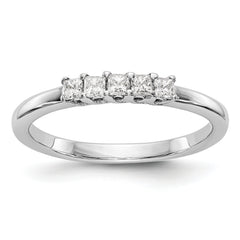 14K White Gold 5-Stone Shared Prong (Holds 5-2.0mm Princess) Diamond Band Mounting (No Stone Included)