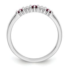 14k White Gold 1/15 carat Diamond and Ruby Complete Band