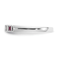 14k White Gold 1/15 carat Diamond and Ruby Complete Band