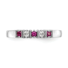 14k White Gold 1/15 carat Diamond and Ruby Complete Band