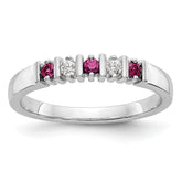 14k White Gold 1/15 carat Diamond and Ruby Complete Band