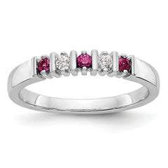 14k White Gold 1/15 carat Diamond and Ruby Complete Band