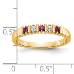 14k Yellow Gold 1/15 carat Diamond and Ruby Complete Band
