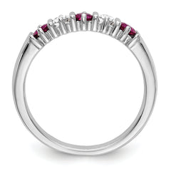 14k White Gold 1/5 carat Diamond and Ruby Complete Band
