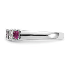 14k White Gold 1/5 carat Diamond and Ruby Complete Band