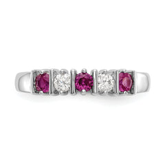 14k White Gold 1/5 carat Diamond and Ruby Complete Band