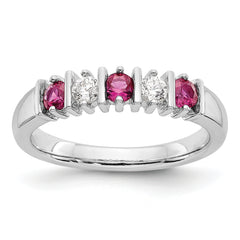 14k White Gold 1/5 carat Diamond and Ruby Complete Band
