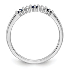 14k White Gold 1/15 carat Diamond and Blue Sapphire Complete Band