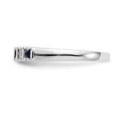 14k White Gold 1/15 carat Diamond and Blue Sapphire Complete Band