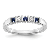 14k White Gold 1/15 carat Diamond and Blue Sapphire Complete Band