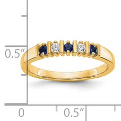 14k Yellow Gold 1/15 carat Diamond and Blue Sapphire Complete Band