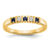 14k Yellow Gold 1/15 carat Diamond and Blue Sapphire Complete Band
