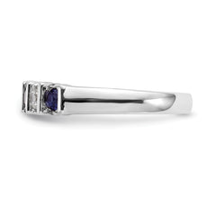 14k White Gold 1/5 carat Diamond and Blue Sapphire Complete Band