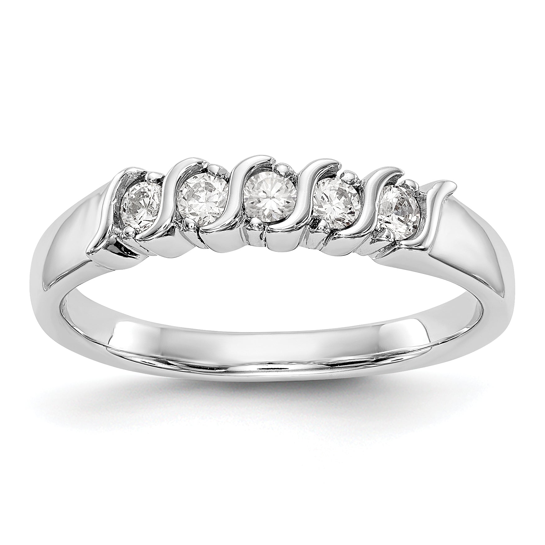 14K White Gold 5-Stone Prong-set (Holds 5-2.2mm Round) Diamond Band Mounting (No Stone Included)