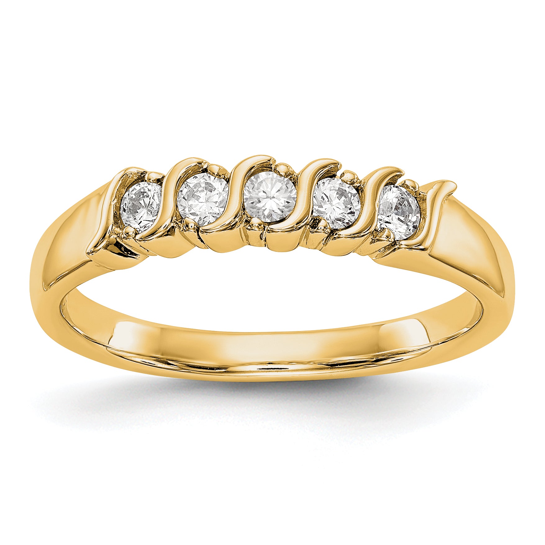 14K Yellow Gold 5-Stone Prong-set (Holds 5-2.2mm Round) Diamond Band Mounting (No Stone Included)